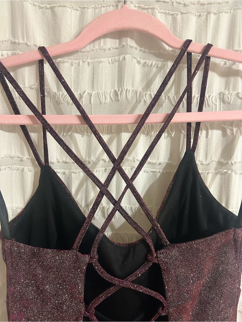 Sparkle Black-Pink Strappy Fit & Flare Dress - Picture 4 of 6